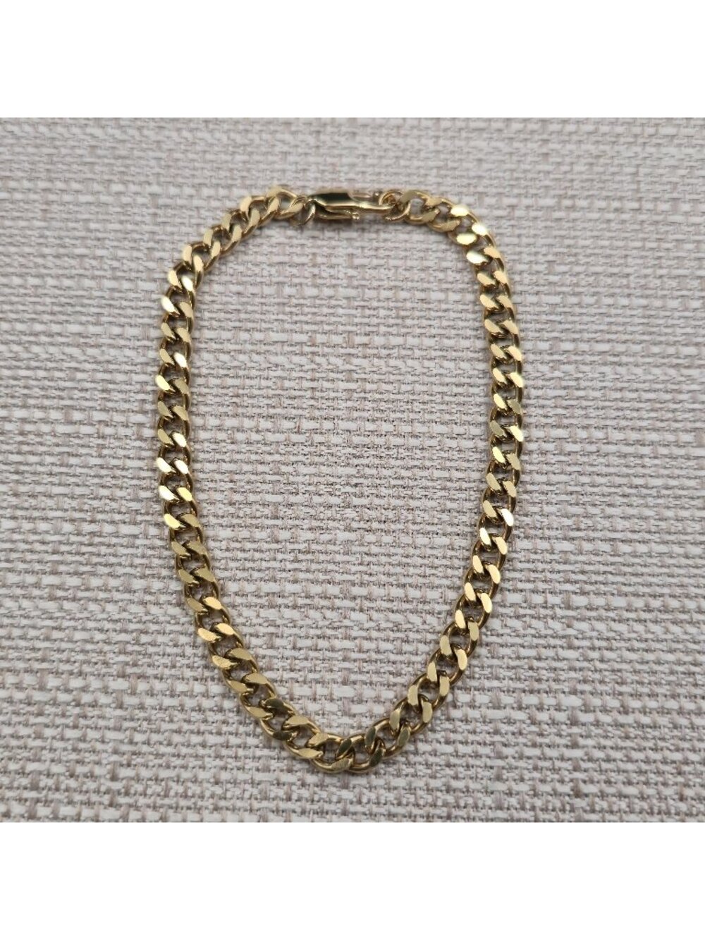 10 Inch Gold Over Stainless Steel Cuban Link Chain Bracelet A7381